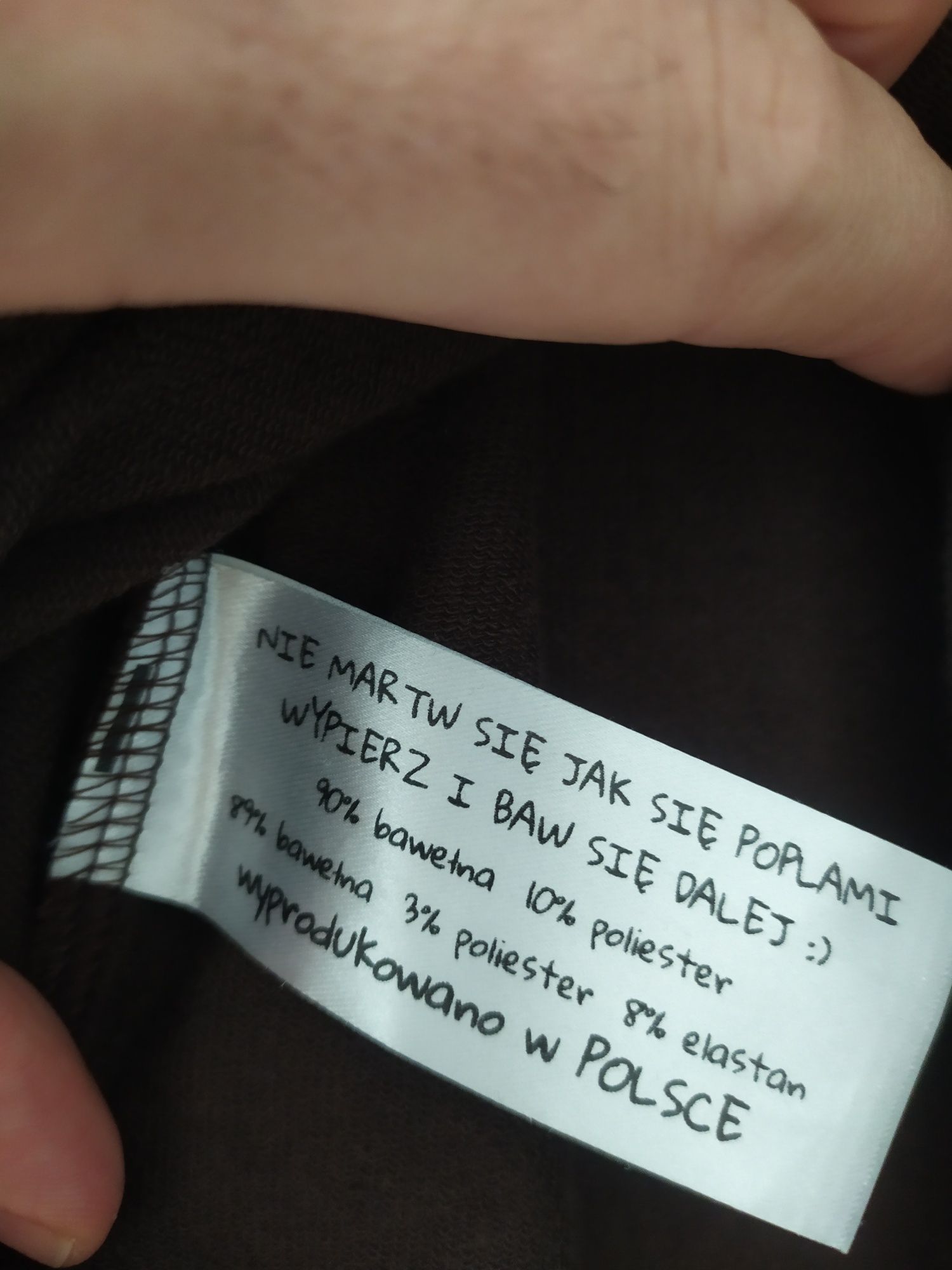 Sukienka dresowa Poplami, brązowa, nowa, roz. 92-98, idealna na jesień