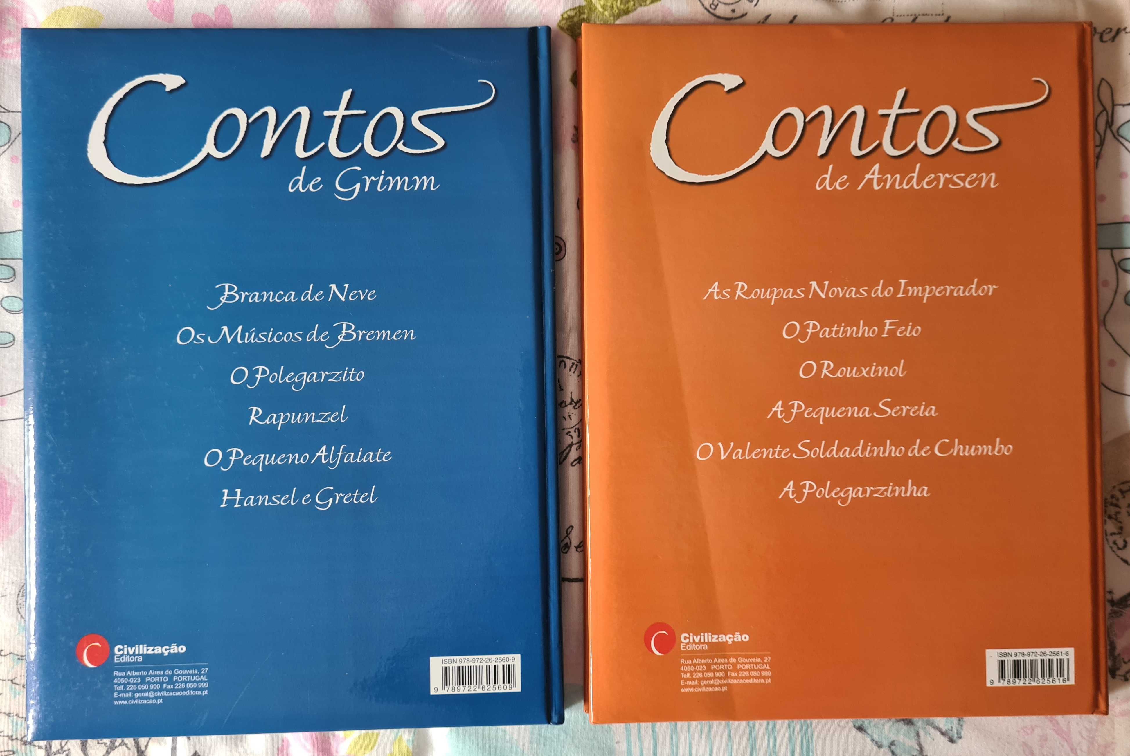 2 livros da coleção juvenil "Contos de Grimm" e "Contos de Andersen"