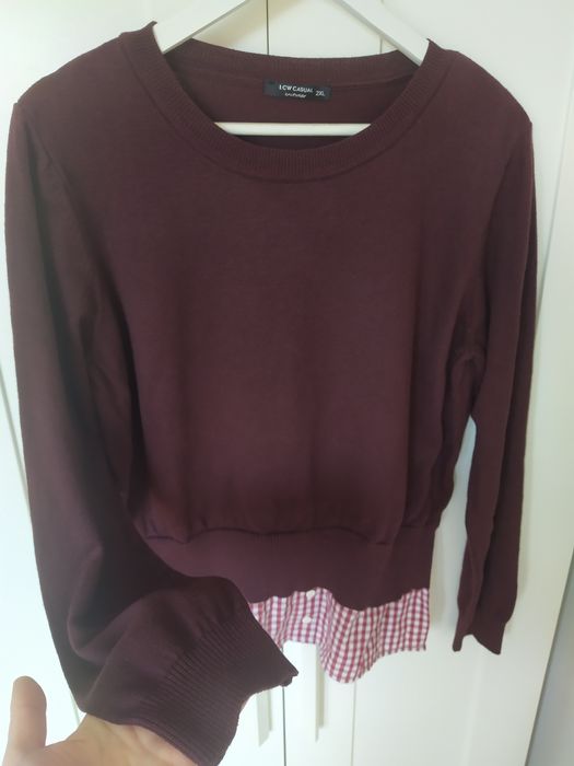Sweter bordowy z imitacją koszuli r. 2XL LCW