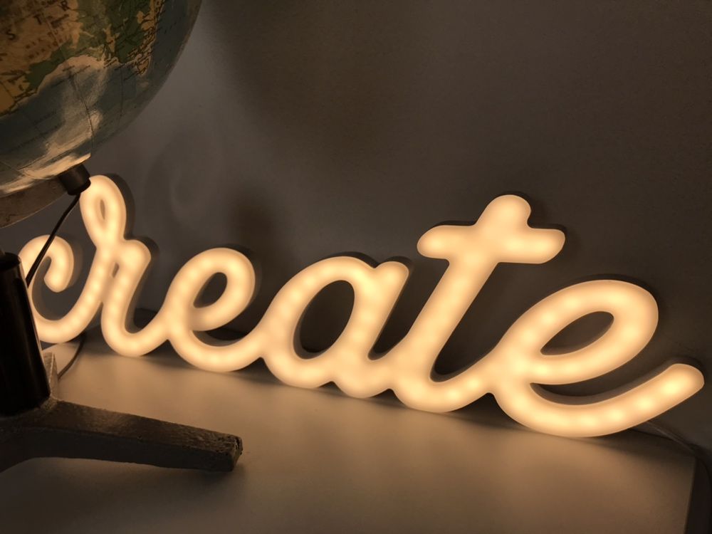 Ledon unikatowy Create napis lampa inustrialna nowy twórczywo