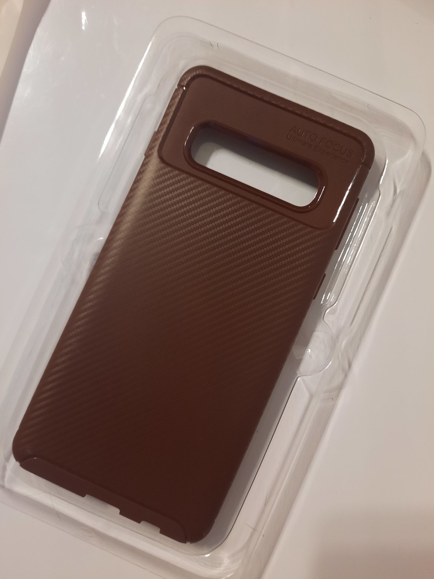 Etui na Samsung s10  silikon brązowy  Auto Focus  plus szkło hartowane