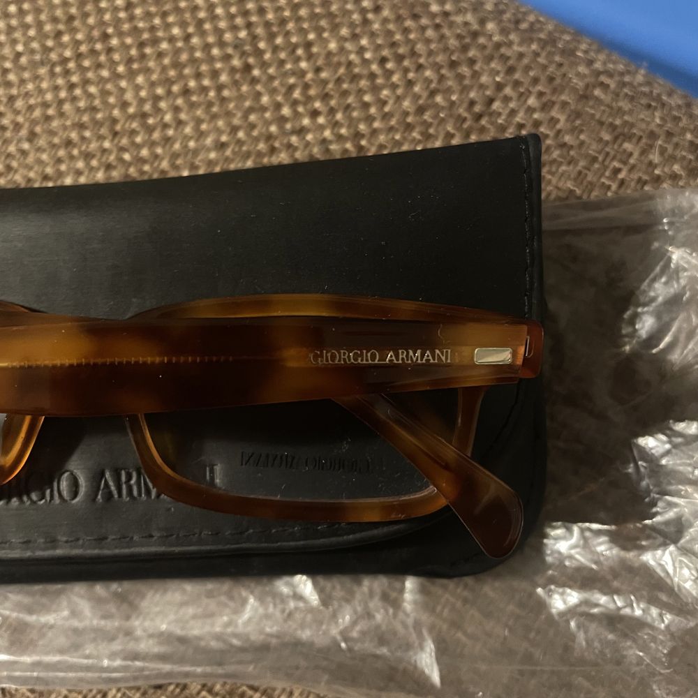 Nowe brązowe uniseks okulary oprawki z etui Giorgio Armani 822teu145