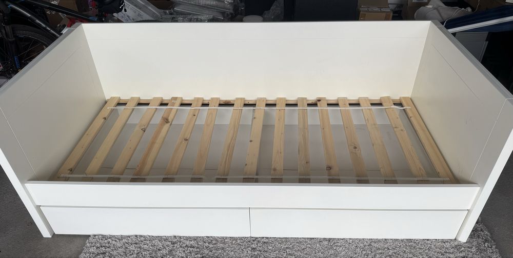 Łóżko 90x200cm białe dwie szuflady