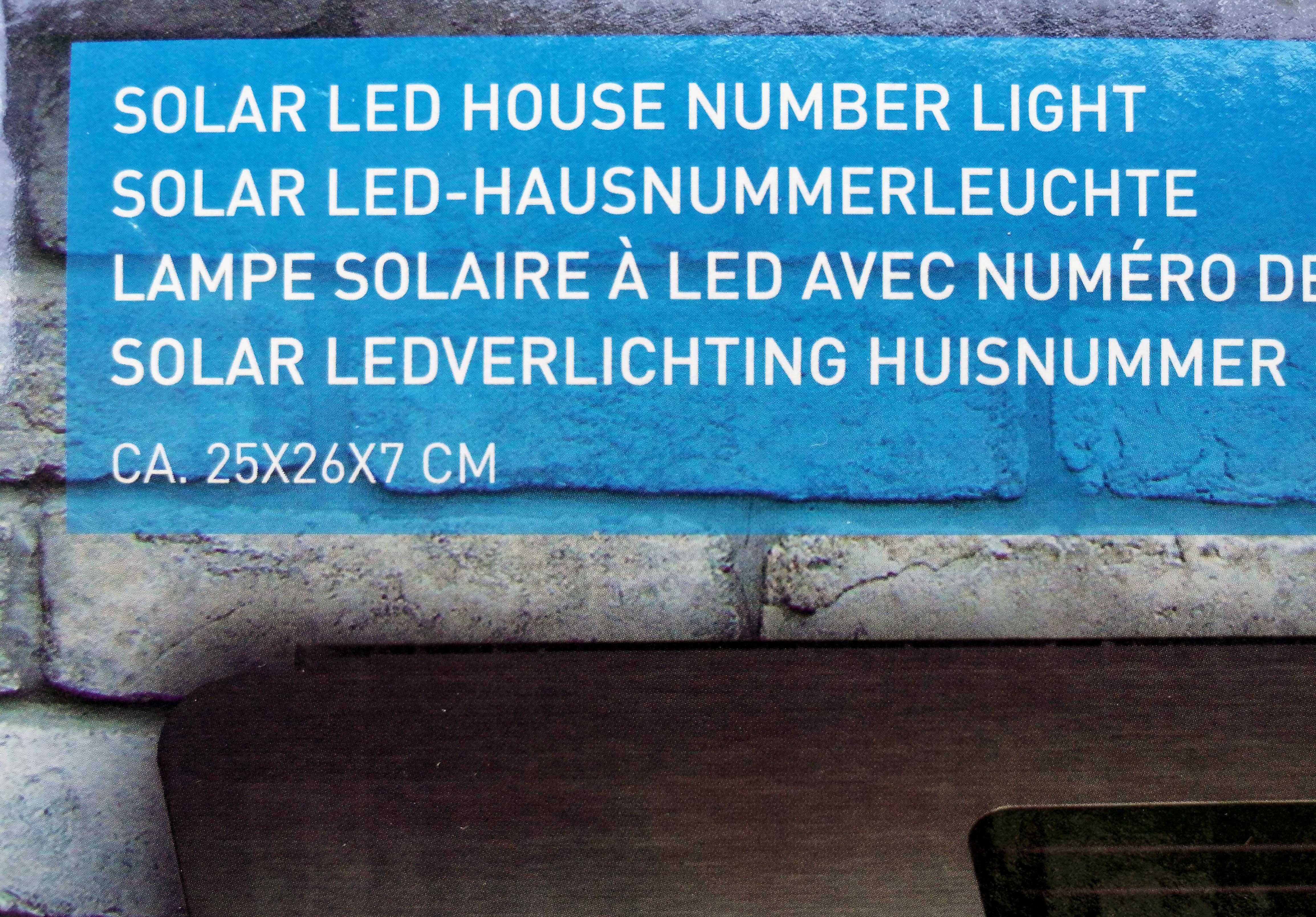 Numer domu z oświetleniem 2x LED solarny 25x26x7cm stal nierdzewna
