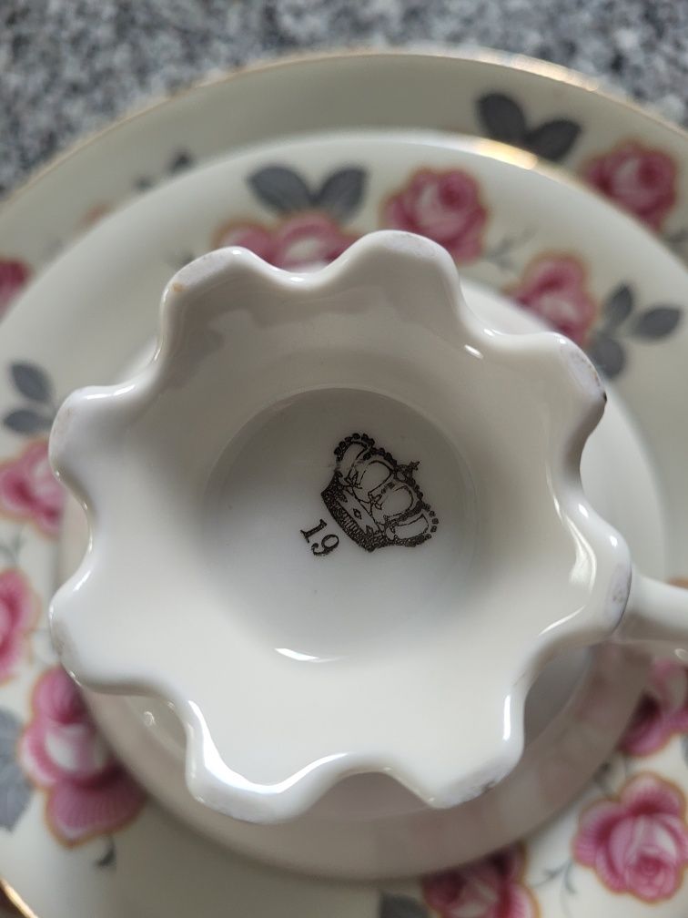 Trio stara przedwojenna śląska porcelana Tiefenfurt echt Tuppack