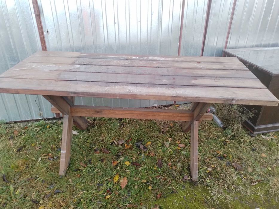 Stół drewniany masywny cieżki oggrodowy i inne na ogróď ,krzesła