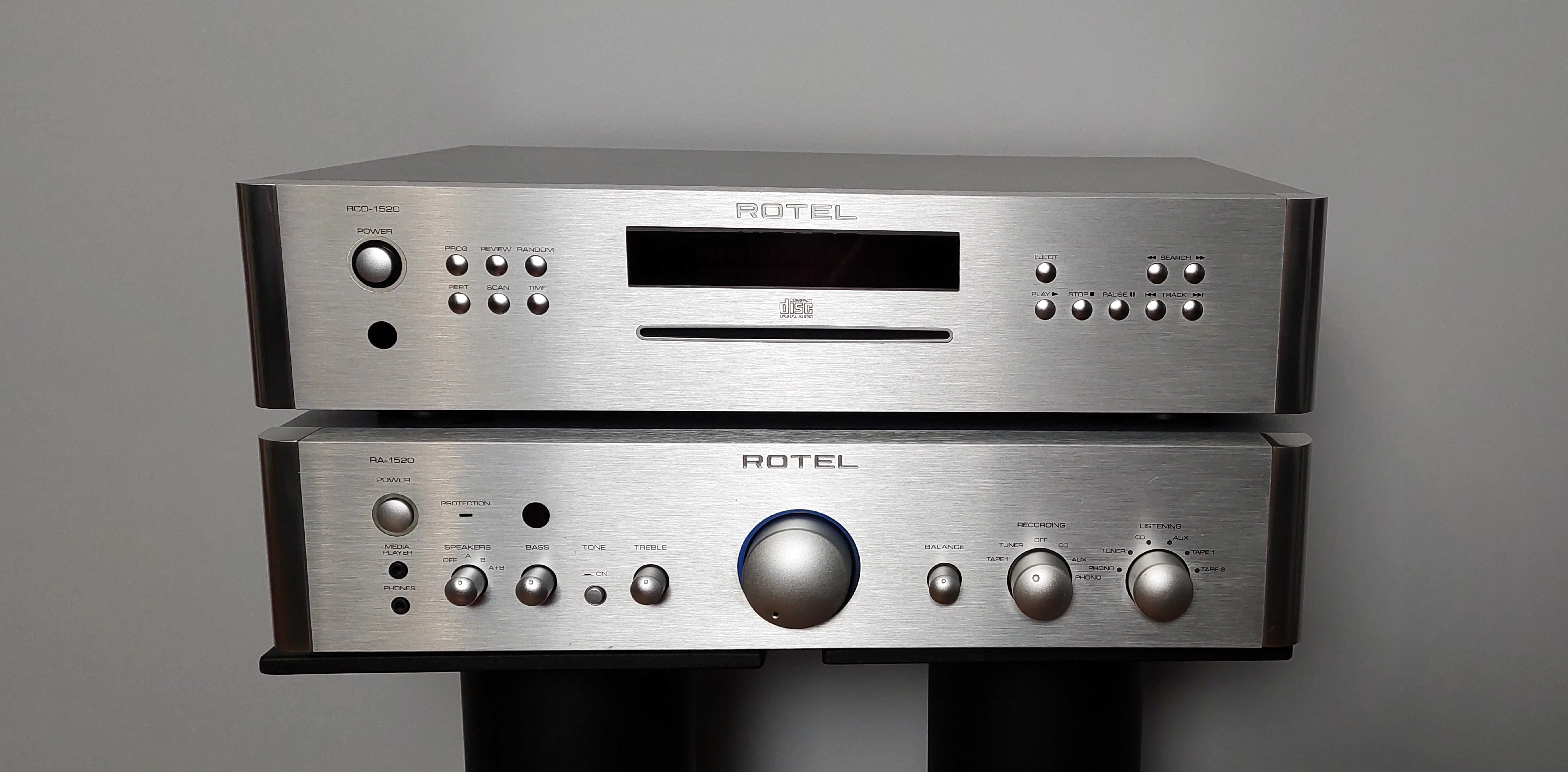 Wzmacniacz zintegrowany + odtwarzacz CD ROTEL RA1520 + RCD1520 + pilot