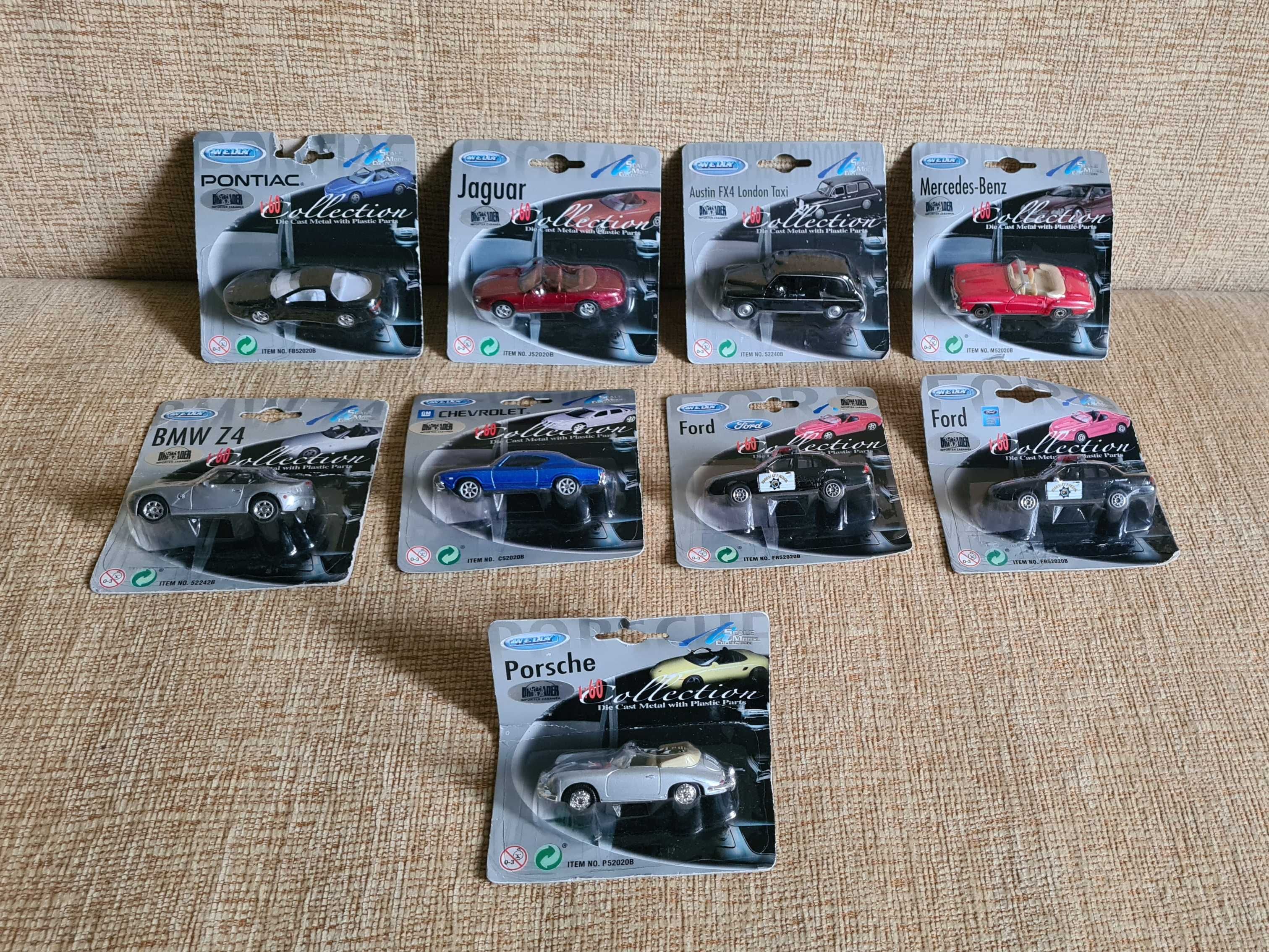 Zestaw samochodów 1:60 Welly 9 sztuk NOWE