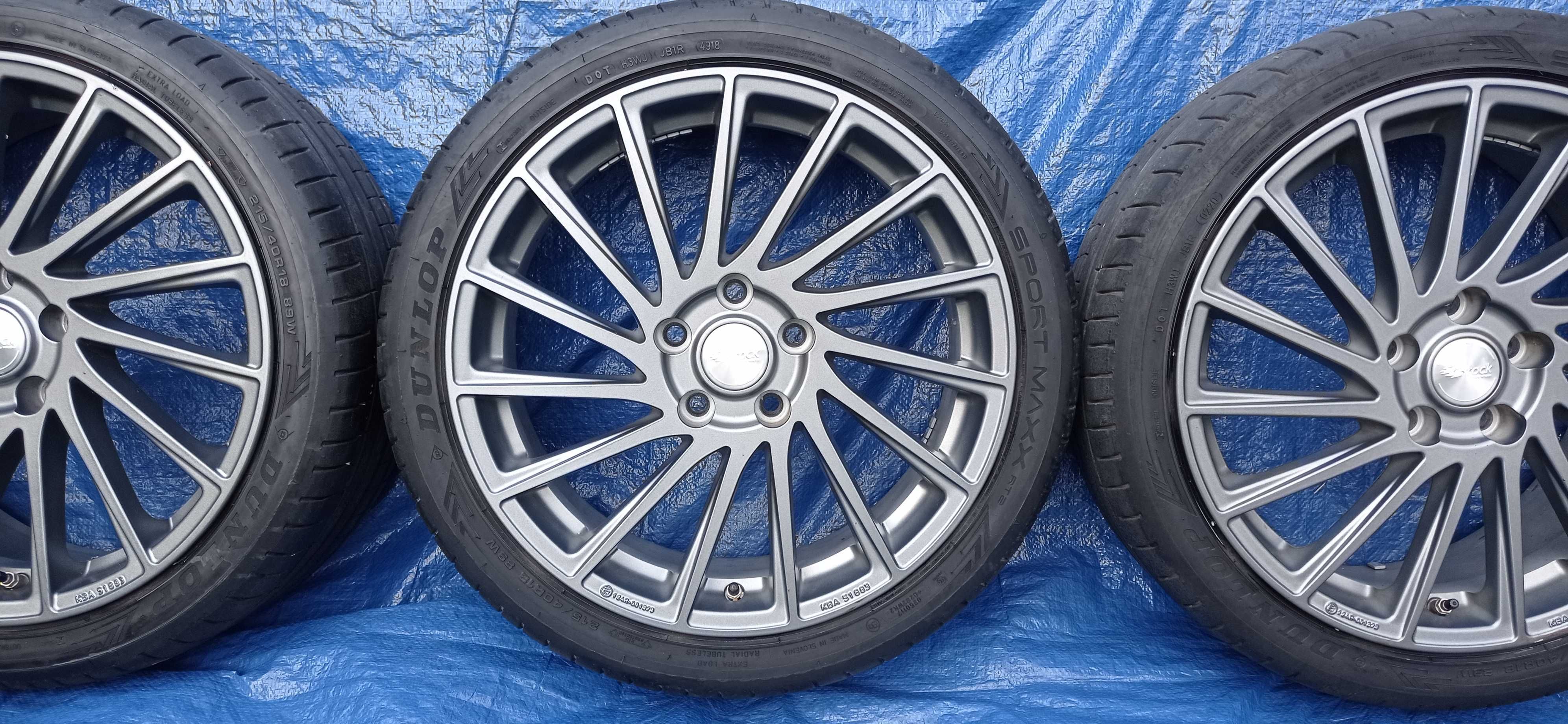 Felgi Koła Aluminiowe BROCK 215/40/R18 DUNLOP 7mm 5x114.3 TOYOTA HONDA