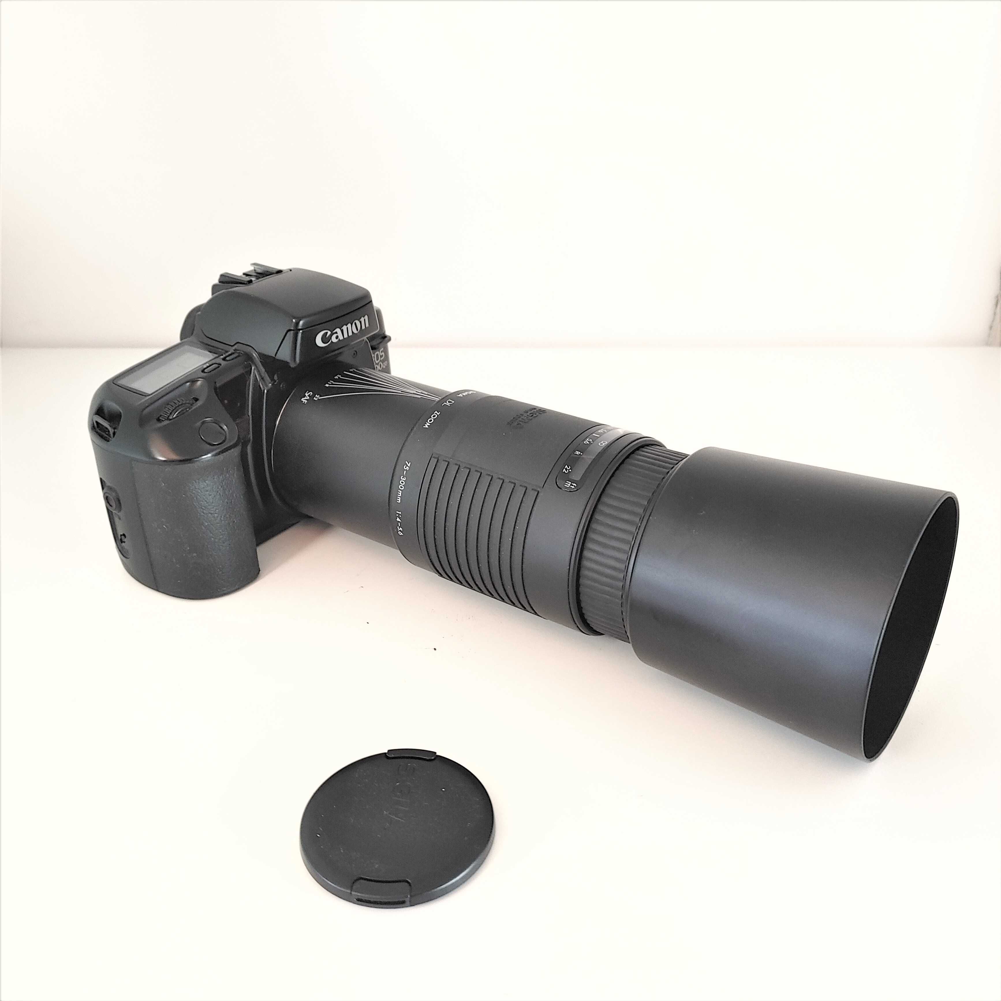 Lustrzanka analogowa Canon Eos 100 QD z Sigma DL Zoom 75-300 f:4-5,6