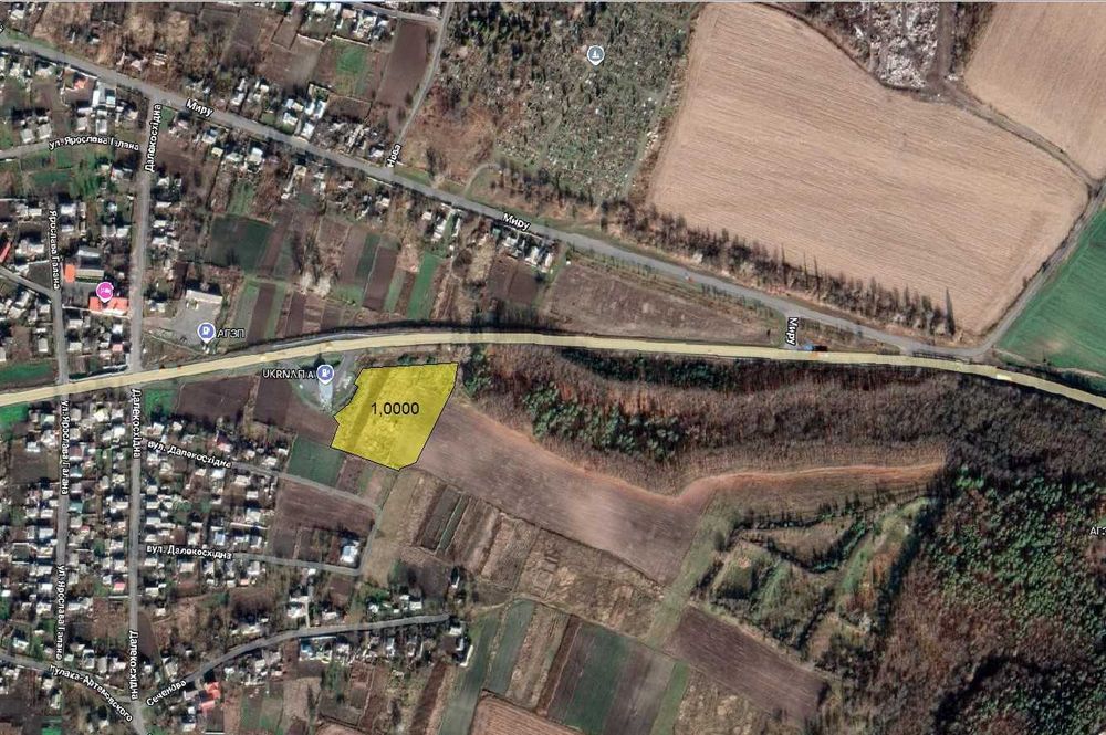 Продаж фасадної ділянки 1 гектар,  під торгівлю м.Городище, Терміново!