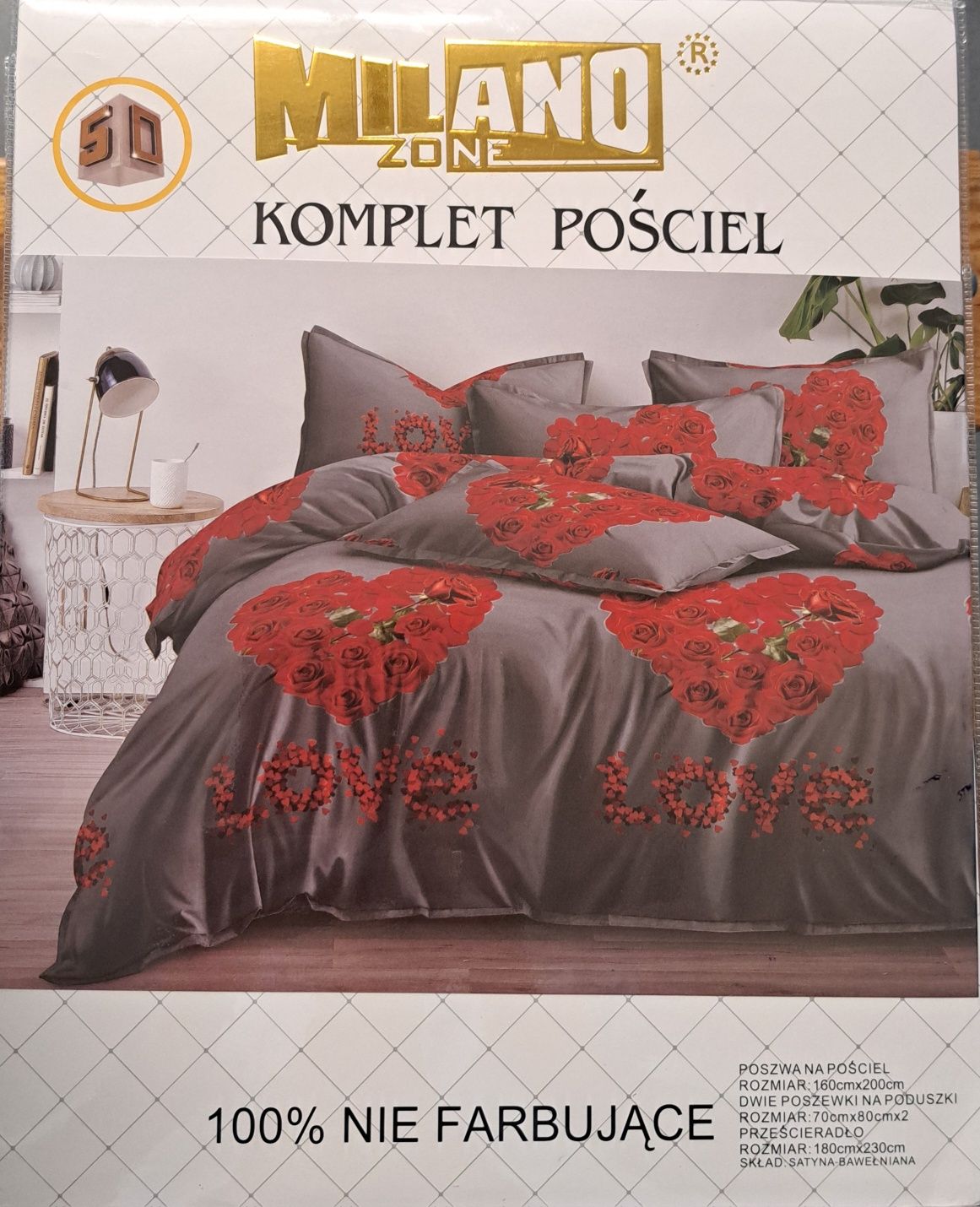 Komplet pościel 160x200 satyna bawełniana+ przescieradło wzory