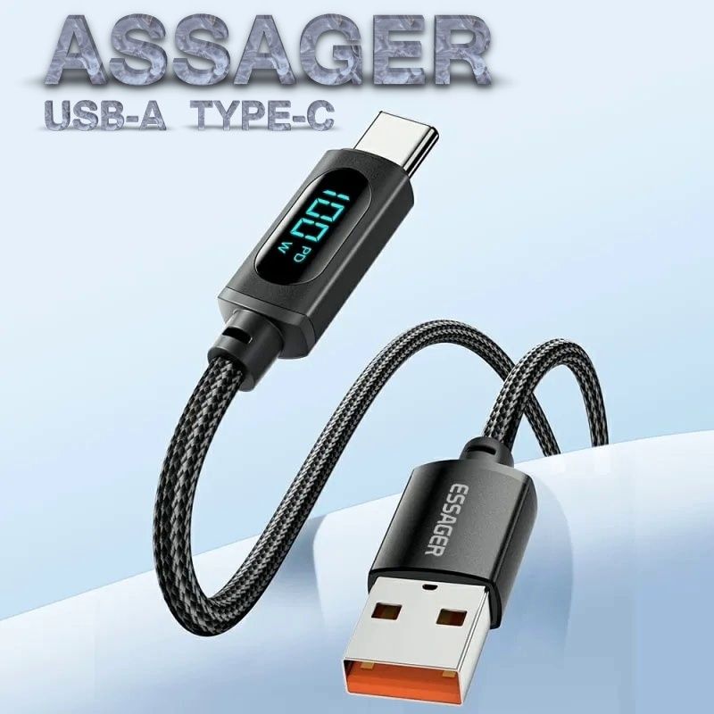 ESSAGER USB-A/ Type-C Data кабель для быстрой зарядки PD 100W