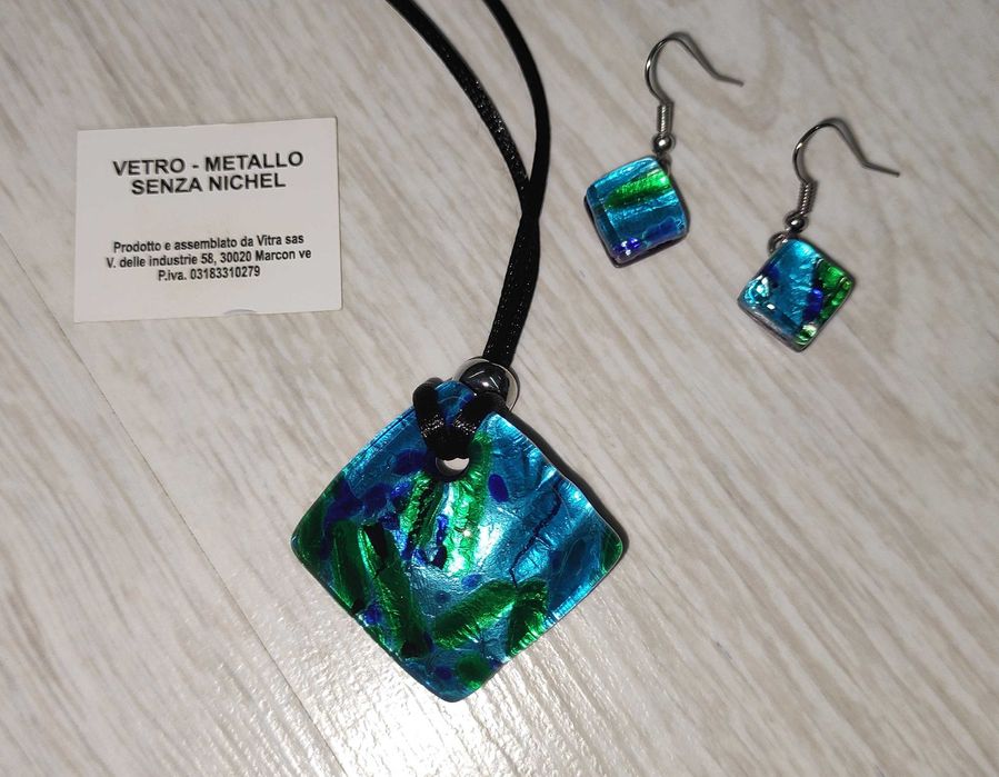 Colar e Brincos Vidro de Murano