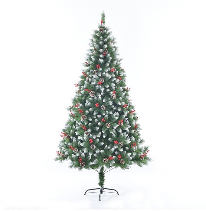 Choinka ośnieżona z szyszkami StarryLights 210 cm x 128 cm – luksusowa