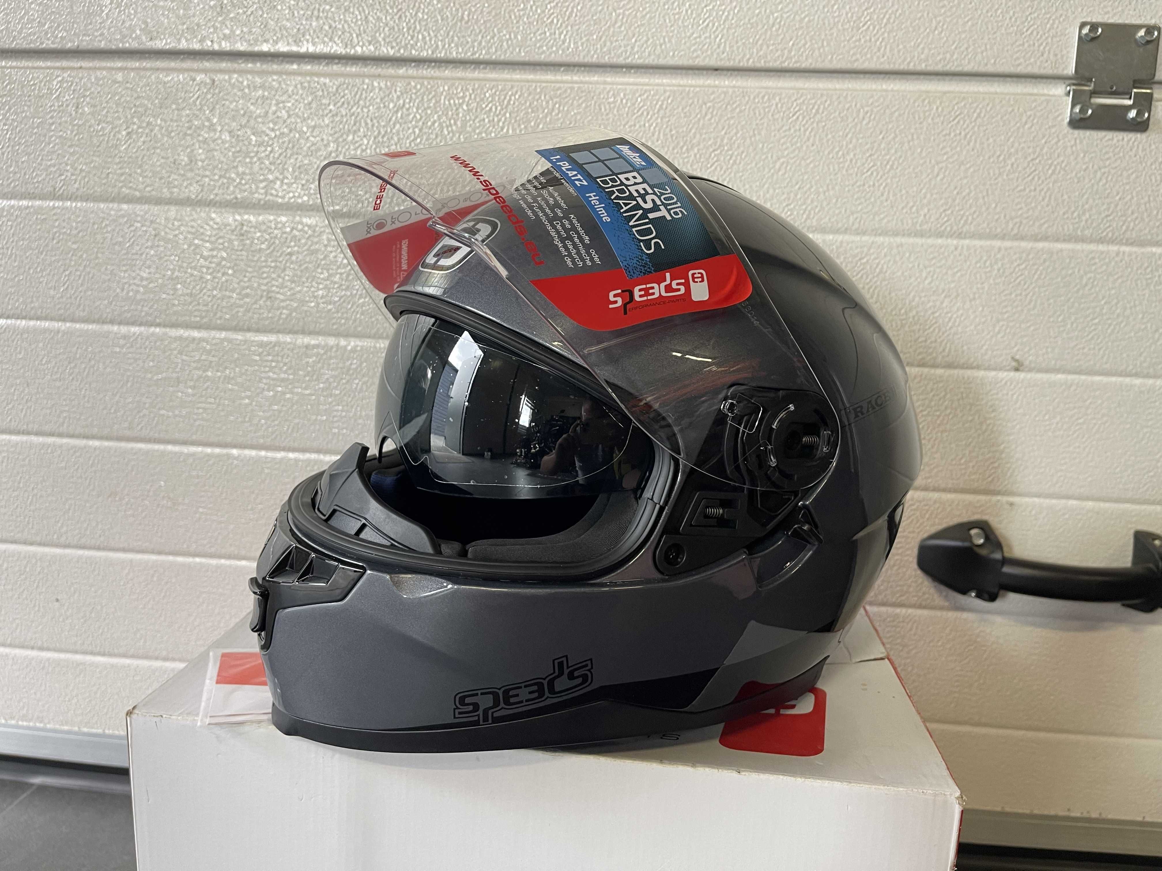 Nowy Kask Motocyklowy SPEED'S RACE II roz. XXL Titanium Uni Glossy