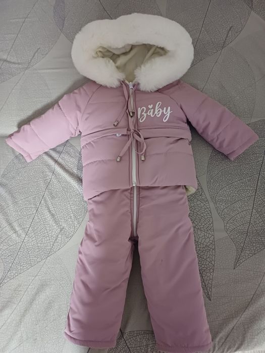 Зимовий дитячий комбінезон-трансформер 3в1 на овчині