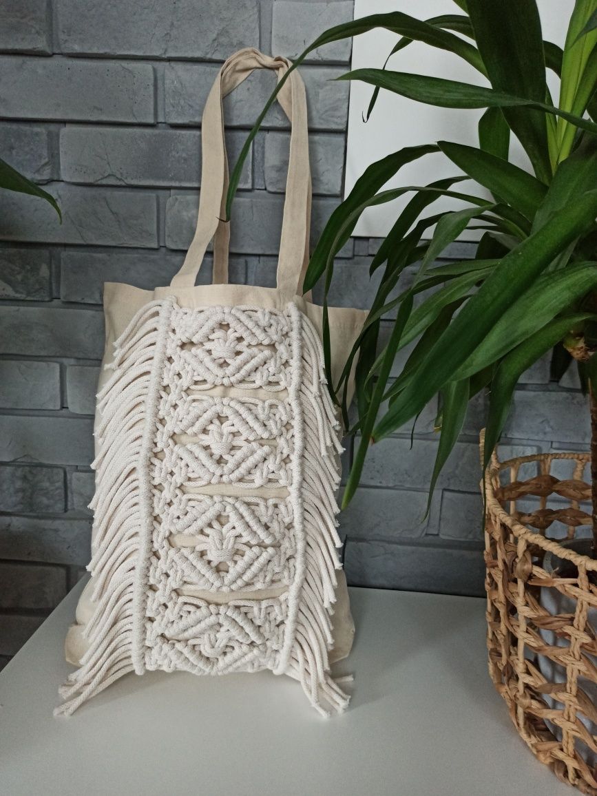 Eko torba makrama boho shopper na zakupy