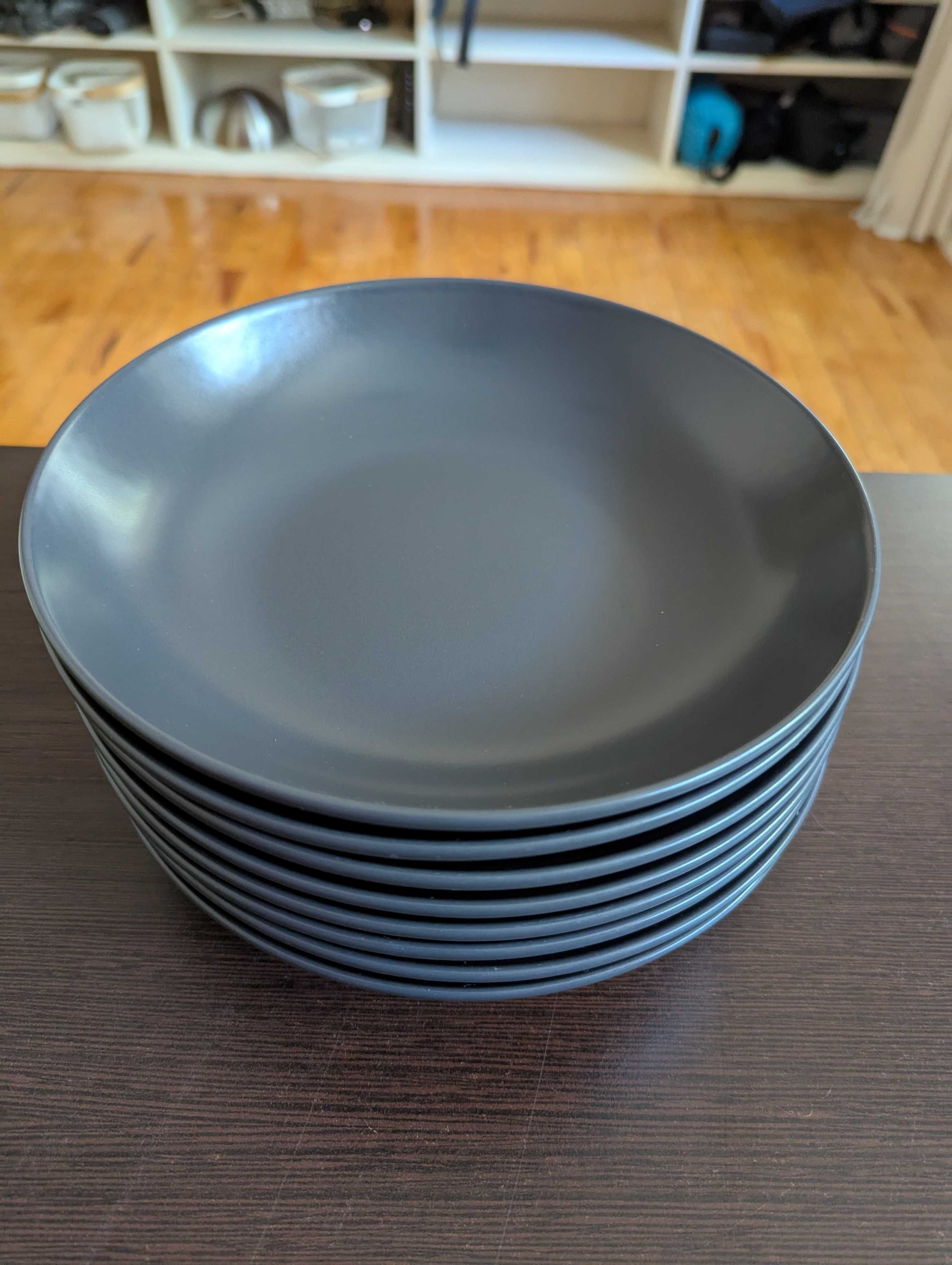 Jogo de pratos IKEA FARGKLAR (23 unidades (gres mate, cinza escuro)