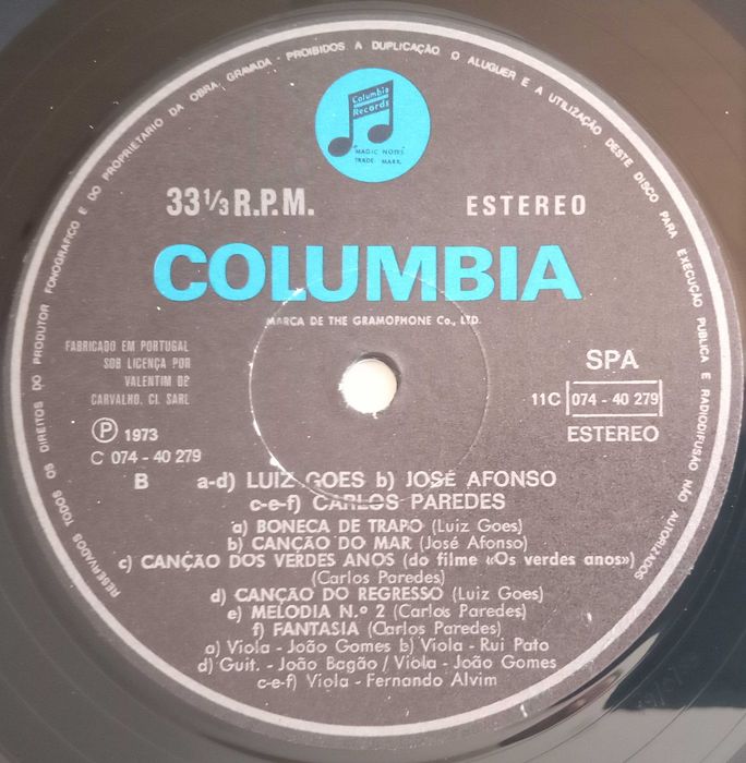 Carlos Paredes, José Afonso, Luiz Goes				- - - - -	LP