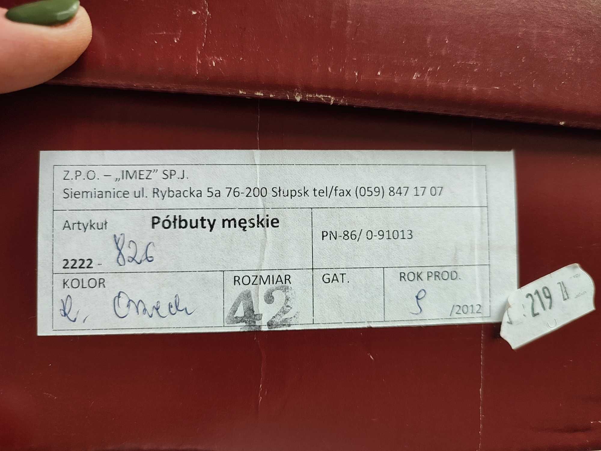 Półbuty męskie kolor orzech skóra