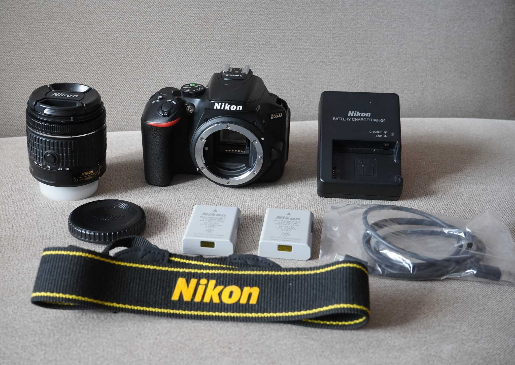 Nikon d5600 obiektyw 18-55 af-p zestaw 2x akumulator