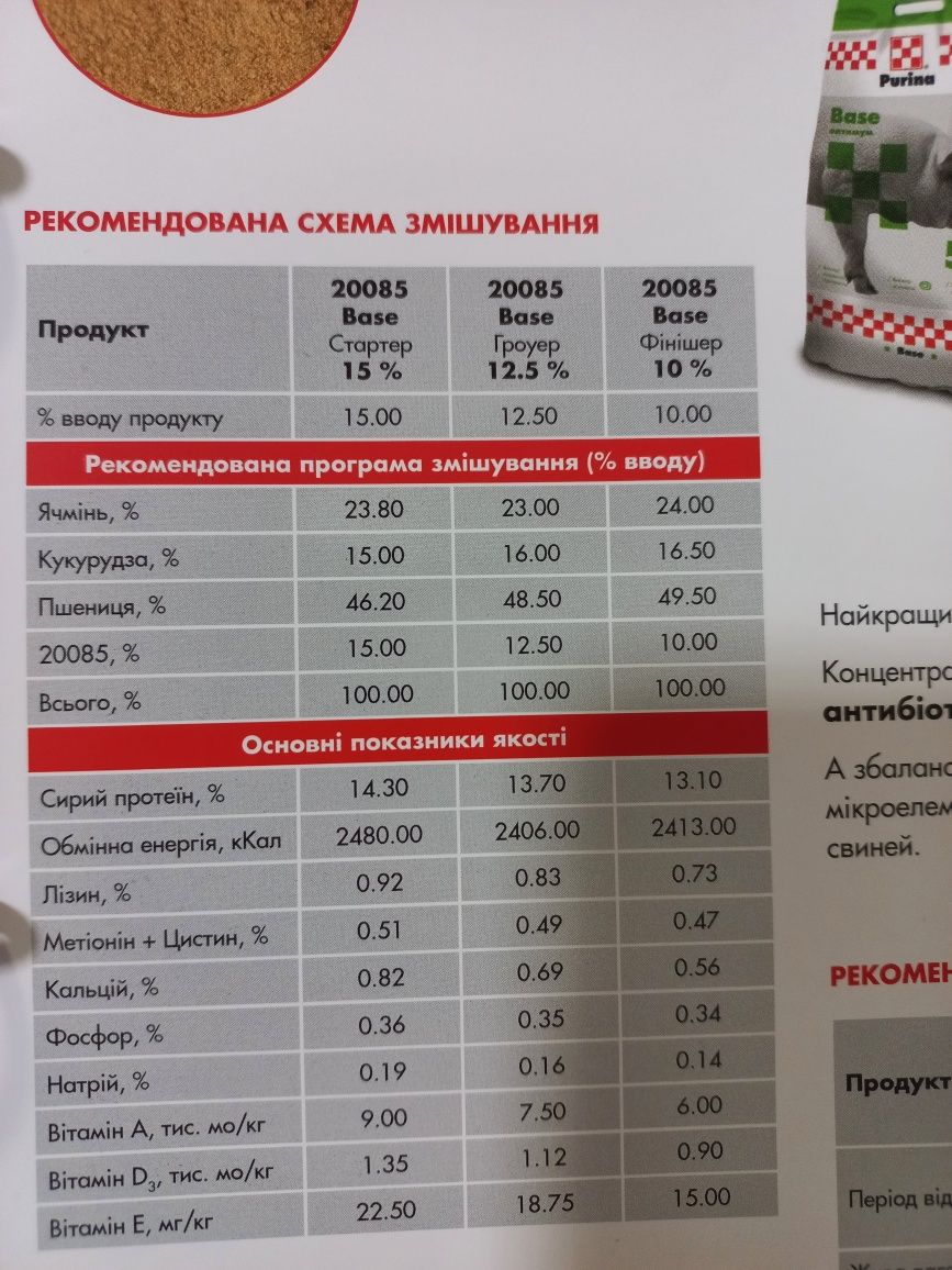 Base концетрат purina універсальний для свиней 20085