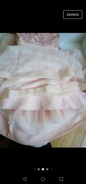 Sukienka lou Pudrowy róż studniówka L piękna koronką efektowna wesele
