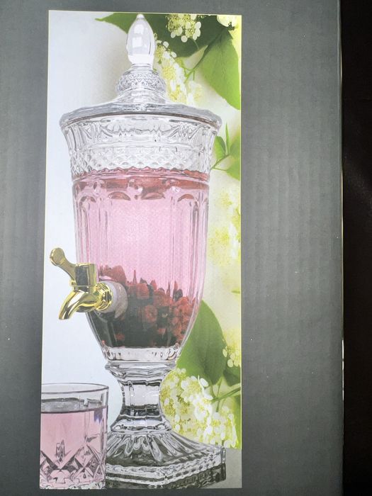 Dozownik, karafka, dzbanek z kranikiem do lemoniady, szklany, Nowy