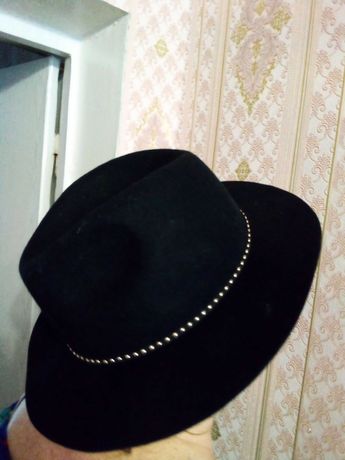 Стильная женская чёрная фетровая шляпа (Польша) р-р 57-58 см