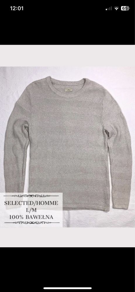 Nowy Beżowy Męski Sweter | Selected Homme | 100% Bawełna L/M