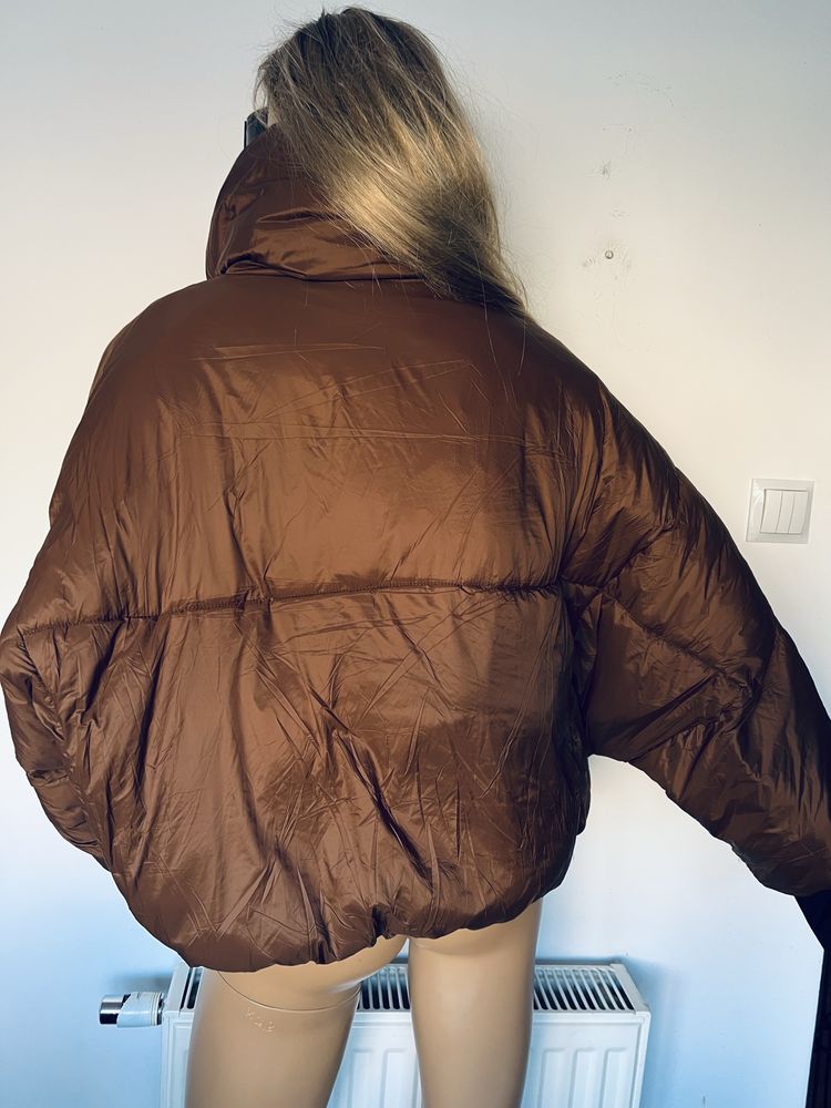 Ann Gissy xl krótka szeroka kurtka zimowa brązowa nowa xl
