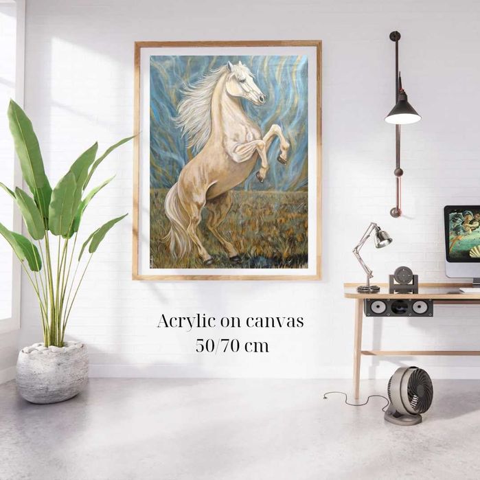 Оригінальна картина “Нескорений” Акрил 50×70  Авторська робота, кінь