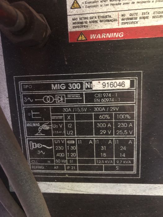 Aparelho soldar a fio 300A