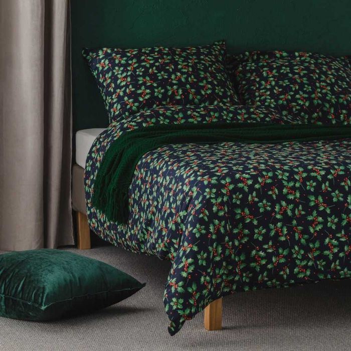 Pościel zimowa Home&You granatowa elegancka na prezent satynowa