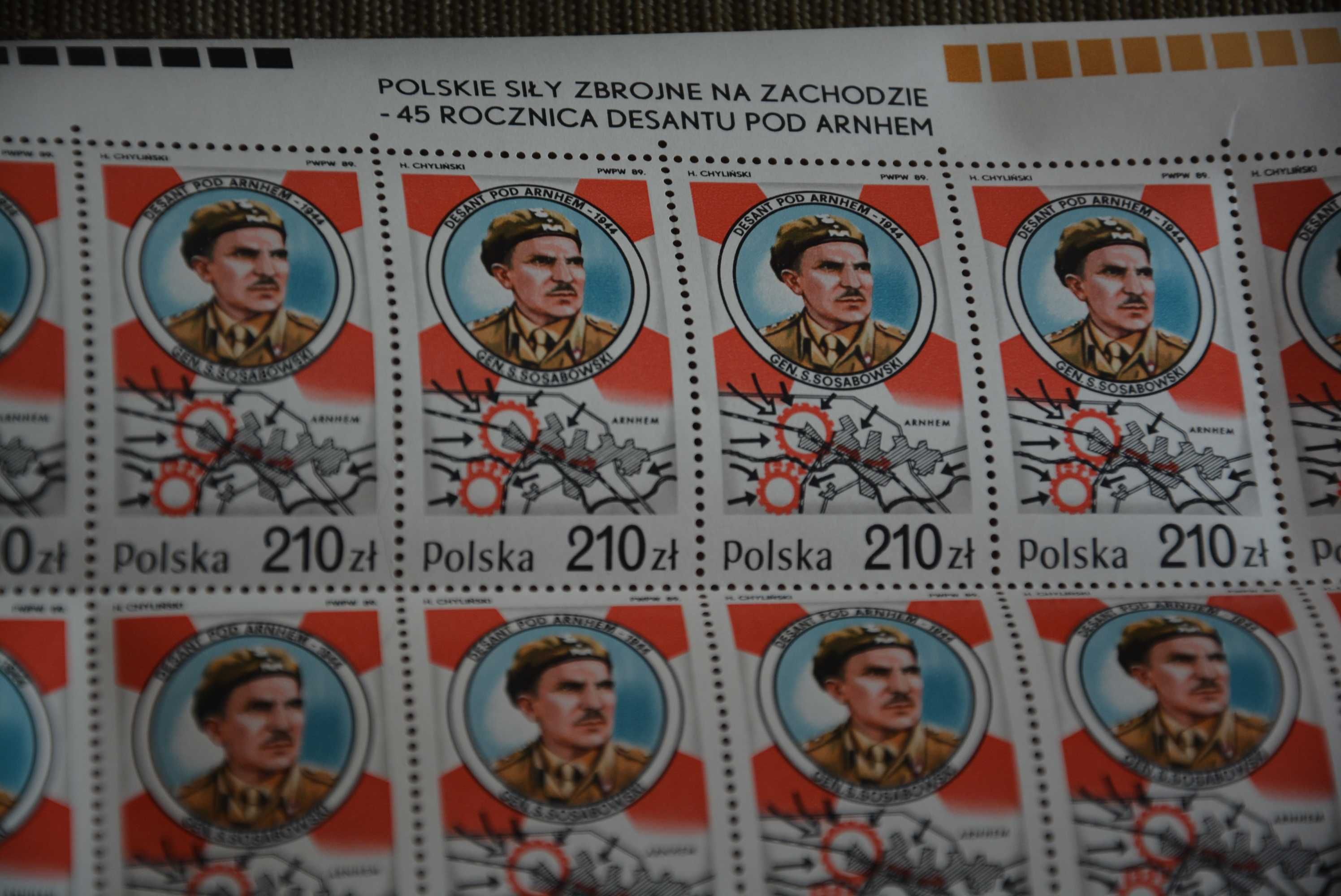 Znaczki pocztowe z Gen.S.Sosabowskim dcą 1 SBS - arkusz unikat!