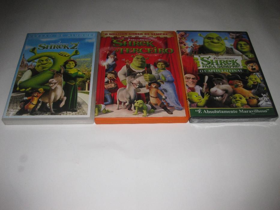 3 filmes em DVD da saga "Shrek"