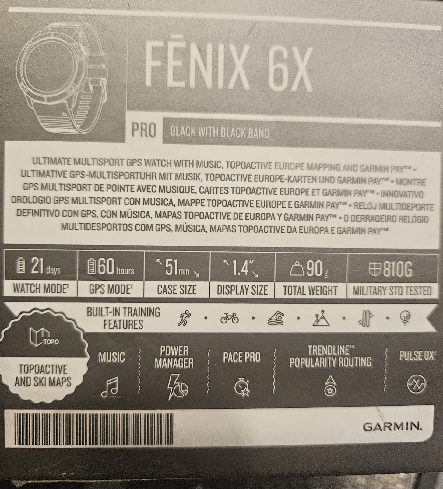 Garmin Fenix 6X Pro - komplet | G-ce, Wrocław