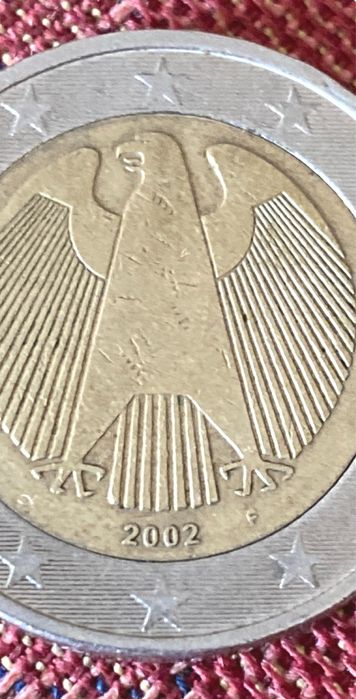 Moeda de 2 euros 2002 defeito de impressão raro, letra F