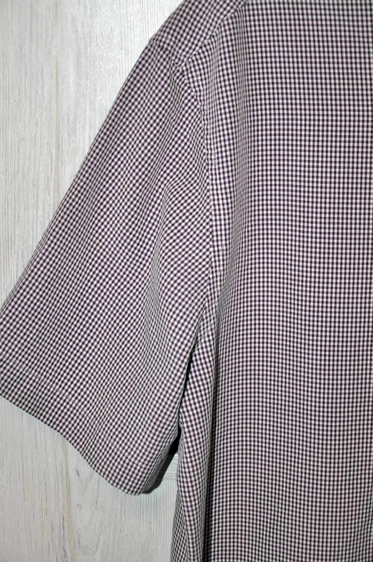 Koszula męska biało-fioletowa w kratę Marks & Spencer r. XL