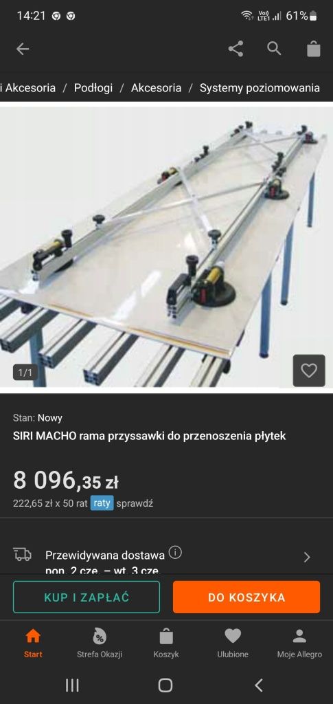 Nosidła do płyt wielkoformatowych, Siri Macho, rama, przyssawki