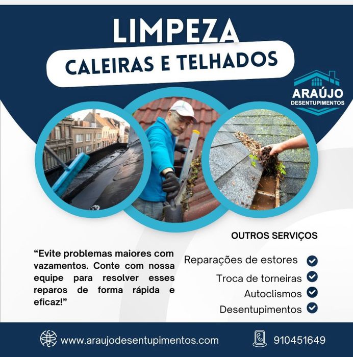 Limpeza de Caleiras/ Telhados/ Desentupimento