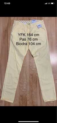 YFK 164 cm spodnie damskie żółte nowe z metką 100% bawełna pas 76 cm