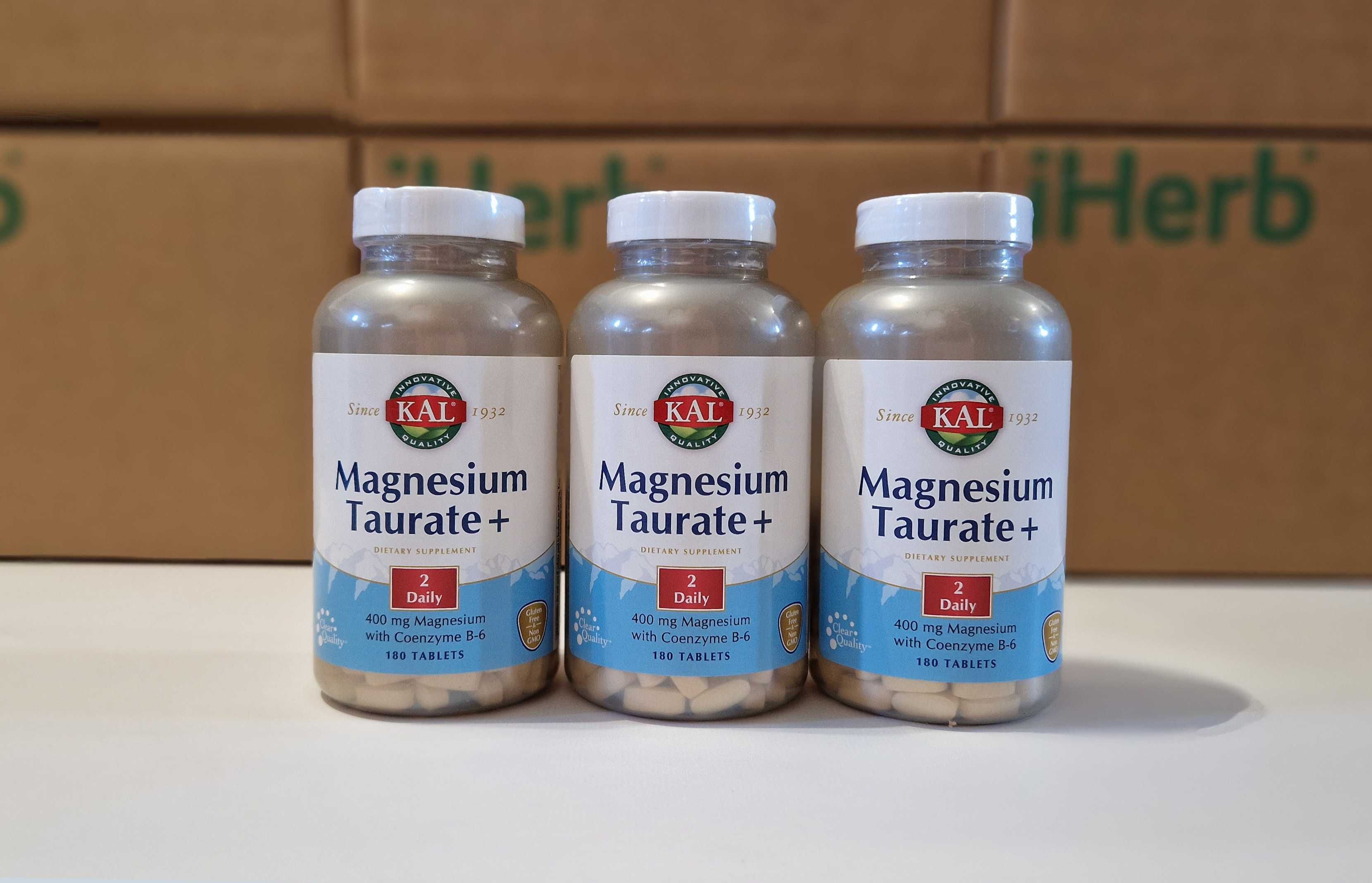 KAL Магний таурат с витамином B6, 200мг, 90 и 180шт. Magnesium Taurate