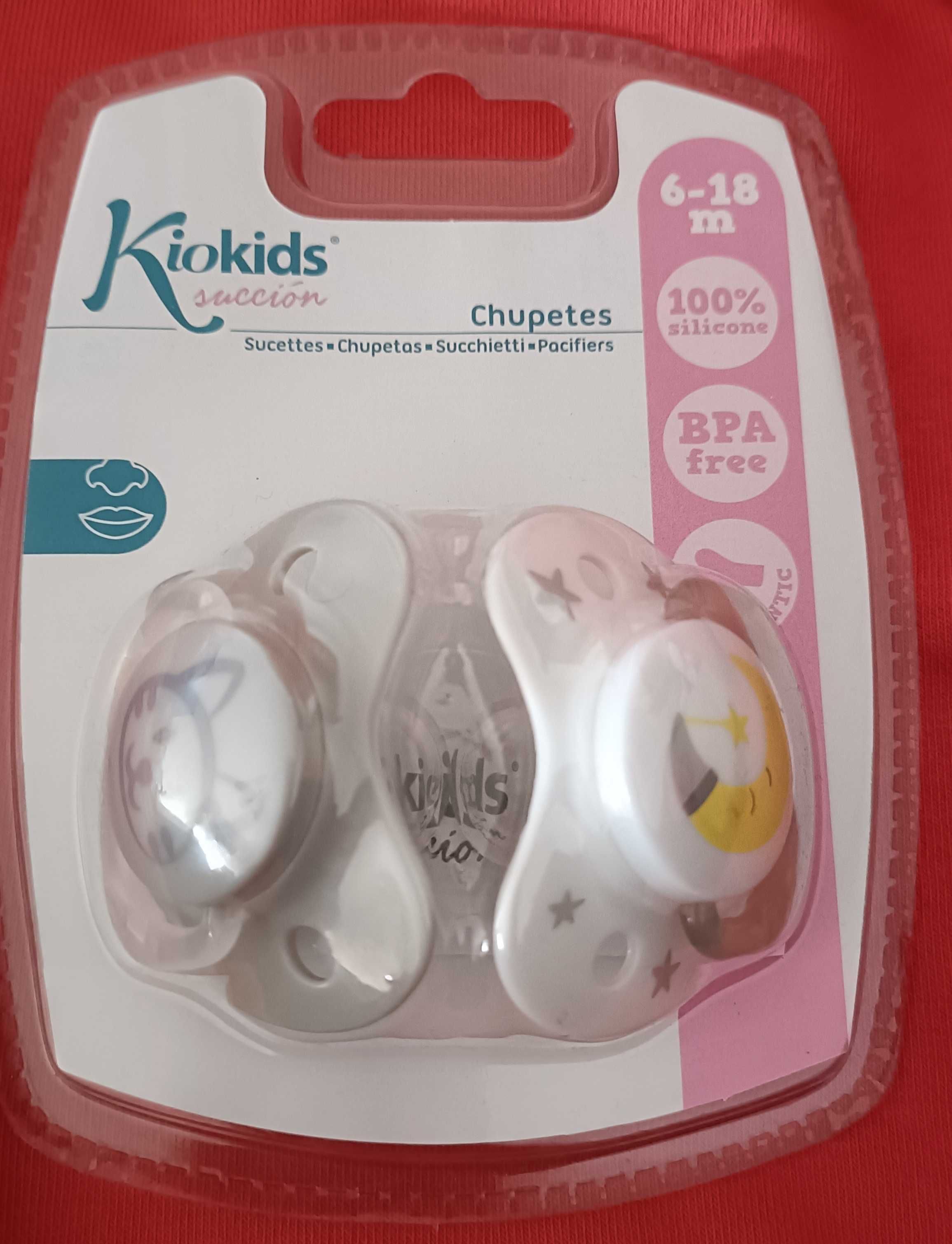 Chupetas Kiokids 6-18m novas, na embalagem