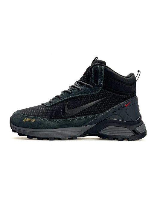 Кросівки зимові Nike Rivah Gore-Tex Fur Black/Dark Green premium