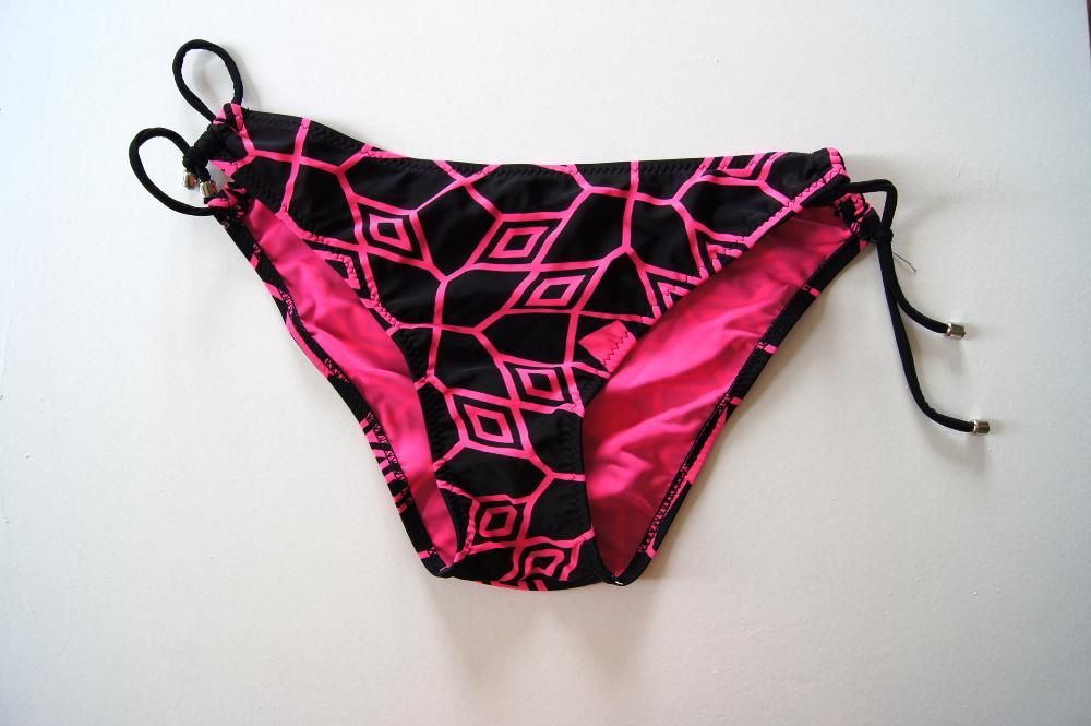 czarne rozowe neonowe majtki do kostiumu kapielowego bikini 36 S M 38