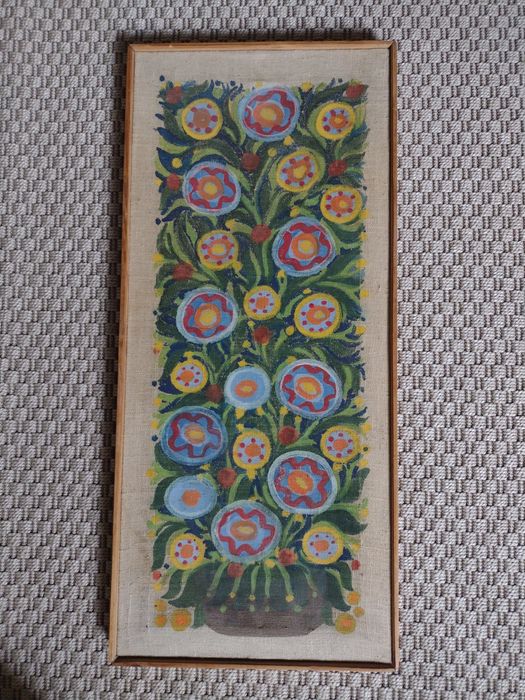 Obraz ręcznie malowany w drewnianej ramce 27cm x62cm