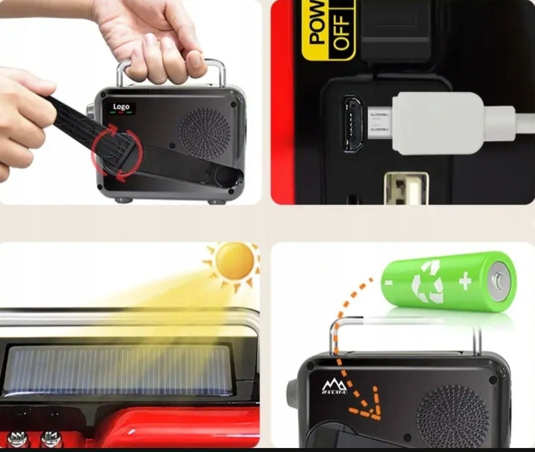 Radio na dynamo, SOLARNE, Korba, Powerbank 2000mAh