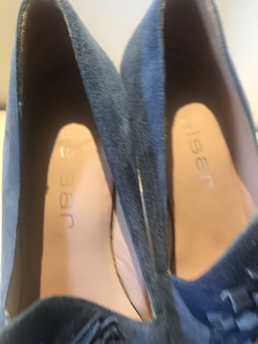 Helsar sapatos de salto alto 39 camurça azul como novos